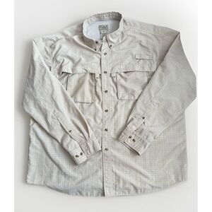 LL Bean Shirt Mens XL Beige Tan Vented Lightweight Fishing Outdoor Button Up PFG